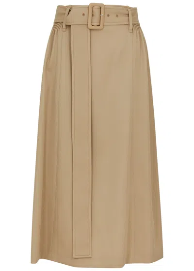 Chloé Chloe Belted Wool Midi Skirt In Brown
