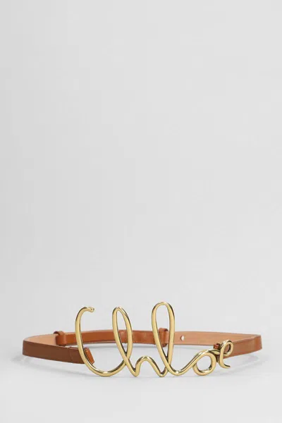 Chloé Logo Leather Belt In Clay Brown