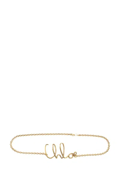 Chloé Gold Chain Belt With Logo In Neutral