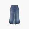 Chloé Two-tone Denim Bermuda Shorts In Blue