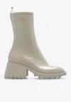 Chloé Women's Betty Block Heel Platform Rain Boots In Beige