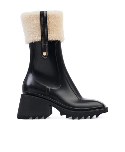 Chloé Betty 70mm Ankle Rain Boots In Black