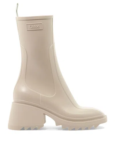 Chloé "betty" Rain Boots In Beige