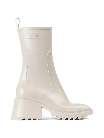Chloé Back Loop Ankle Boots With Square Toe And 50mm Heel Height In Neutral