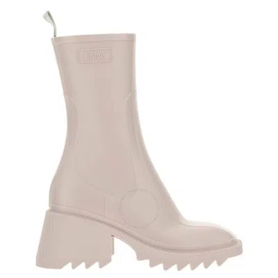 Chloé Chloe Betty Rubber Rain Boots In Beige