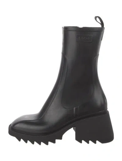 Pre-owned Chloé Betty Rubber Rain Boots In Black
