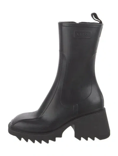 Pre-owned Chloé Betty Rubber Rain Boots In Black