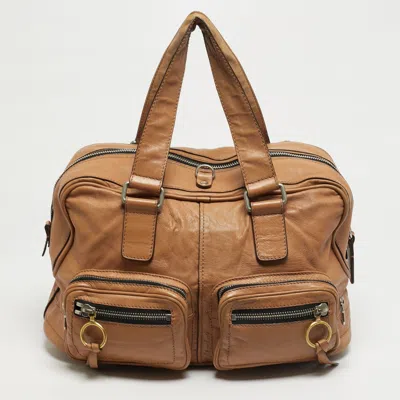 Pre-owned Chloé Betty Tan Leather Zip Satchel In Brown