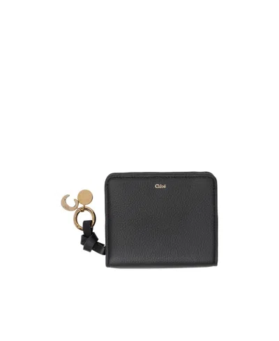 Chloé Black Alphabet Zip Compact Wallet In 001 Black