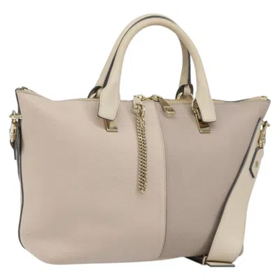 Pre-owned Chloé Chloe Bicolor Baylee Satchel Leather Gray Leather Tote Bag Bag ()