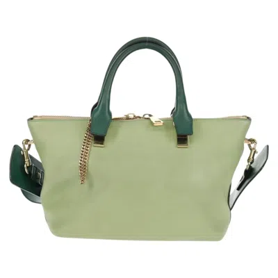 Pre-owned Chloé Chloe Bicolor Baylee Satchel Leather Green Leather Bag ()