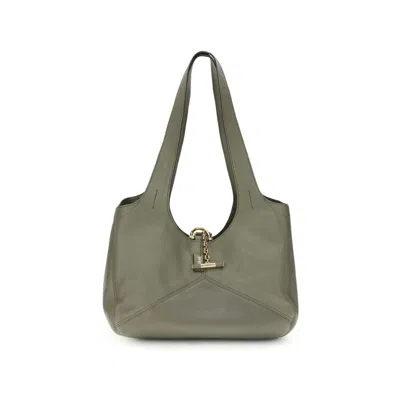 Chloé Bicolor Calf Leather Bos Taurus Shoulder Bag In Green