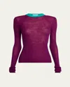 Chloé Bicolor Long-sleeve Wool Crewneck Sweater In Sparkling Purple