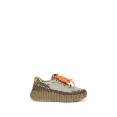 Chloé Bicolor Polyurethane Athletic Sneakers In Black