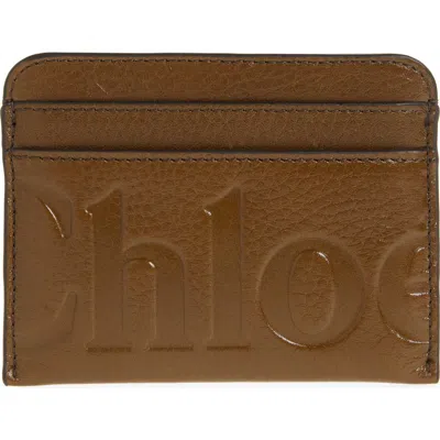 Chloé Bikie Logo Card Case In Dark Khaki