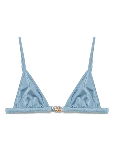 Chloé Bikini Top With Logo Plate In Blue