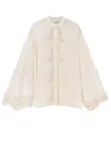 Chloé Fluid Silk Georgette And Lace Blouse In Neutral