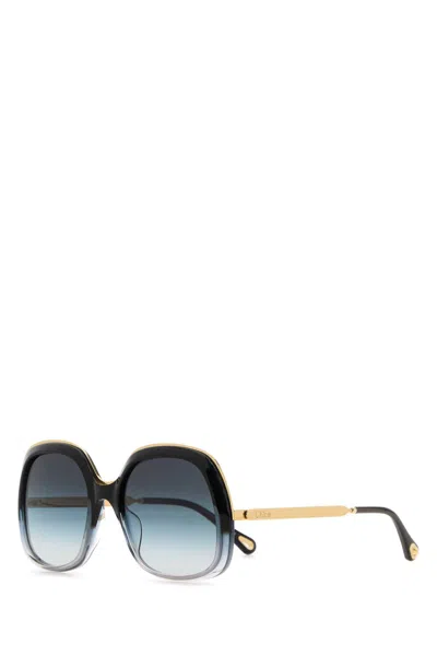 Chloé Black Acetate Sunglasses In Blue