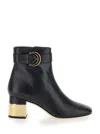 Chloé 'alize' Black Ankle Boots With C Buckle In Black