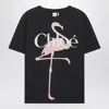 Chloé Women Black Crewneck T-shirt With Maxi Logo Print On The Front In Cotton Woman In Black