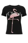 Chloé Oversized Fit Flamingo-print Cotton Jersey T-shirt In Black