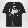 Chloé Women Black Crewneck T-shirt With Maxi Logo Print On The Front In Cotton Woman In Black