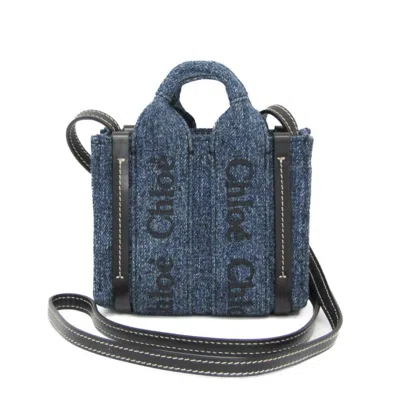 Pre-owned Chloé Black Blue Denim Leather Handbag Shoulder Bag ()