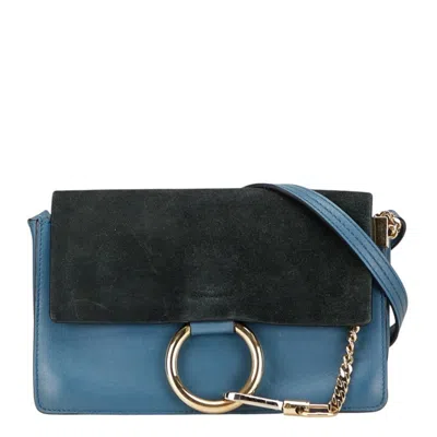 Pre-owned Chloé Black Blue Leather Suede Shoulder Bag () In Multi