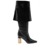 Chloé High Heel Knee-high Square Toe Boot In Black