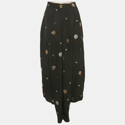 Pre-owned Chloé Black Brocade Heram Pants L
