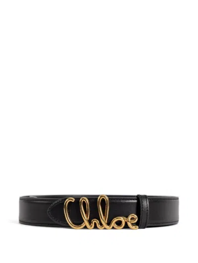 CHLOÉ CHLOÉ BLACK CALF LEATHER BELT