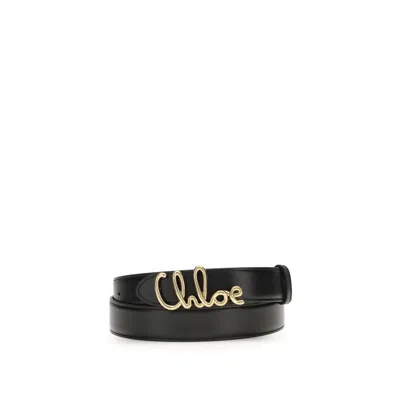Chloé Black Calf Leather Bos Taurus Belt In Pink