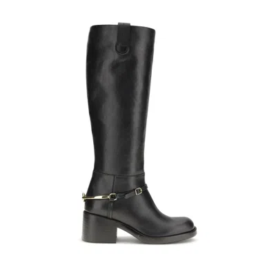 Chloé Black Calf Leather Bos Taurus Lace-up Boots