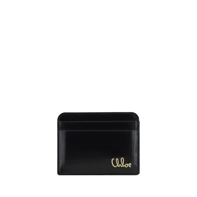 Chloé Chloe Leather Card Holder In Black