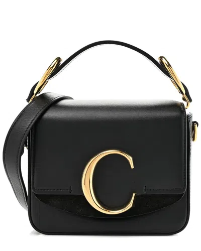 Chloé Black Calfskin Leather Shiny Mini C Double Carry (authentic Pre-loved)