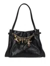 Chloé Logo Charms Patent Leather Hobo Bag In Black