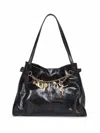 Chloé Logo Charms Patent Leather Hobo Bag In Black