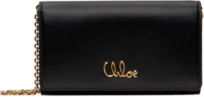 CHLOÉ BLACK 'CHLOÉ ICONIC FLAP WALLET ON CHAIN' BAG
