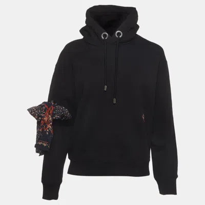 Pre-owned Chloé Black Cotton N Silk Scarf Fleece Hoodie S