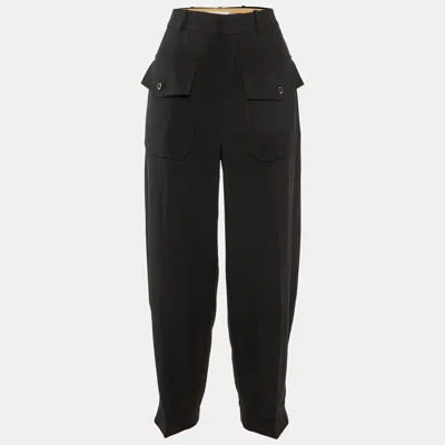 Pre-owned Chloé Black Crepe Pocket Detail Tapered Trousers S