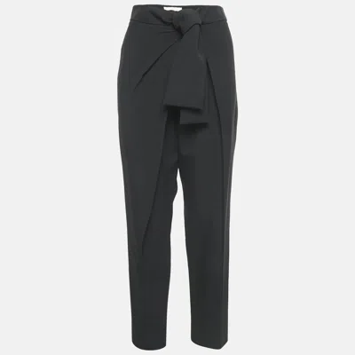 Pre-owned Chloé Black Crepe Tie-up Waist Detail Trousers L