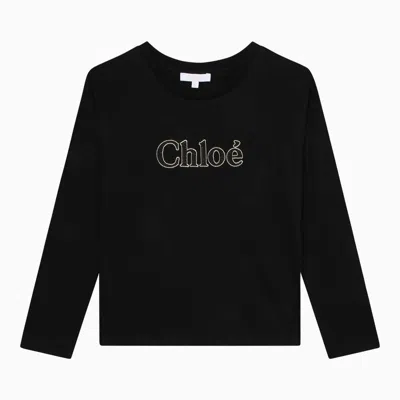 Chloé Black Crew-neck T-shirt With Logo