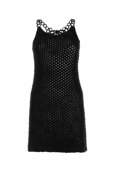 Chloé Black Crochet Mini Dress In Multi
