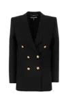 Chloé Double-breasted Virgin Wool Blend Blazer In Black