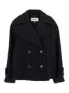 Chloé Black Double-breasted Jacket With Notched Wide Revers And Dropped Shoulders In Wool Blend Woma In Black