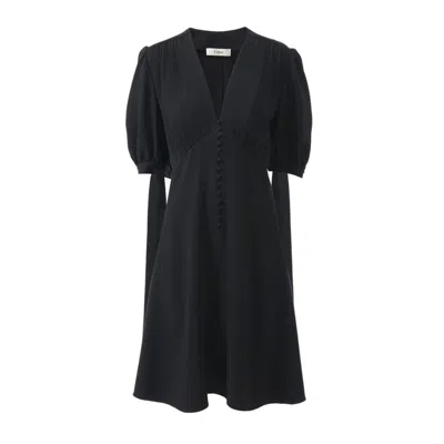 Chloé Black Dress With Puffed Sleeves And Button Detailing In Blue