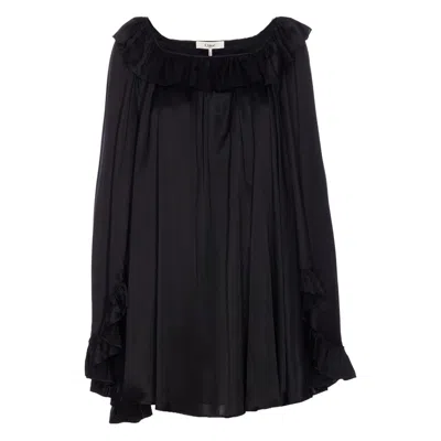 Chloé Ruffled Neckline Silk Blouse In Black