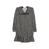 Chloé Dots-print Silk Jacquard Capelet Long-sleeve Mini Dress In Black