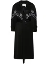 CHLOÉ BLACK FLORAL-EMBROIDERED WOOL COAT
