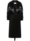 Chloé Embroidered Belted Wool Coat In Black